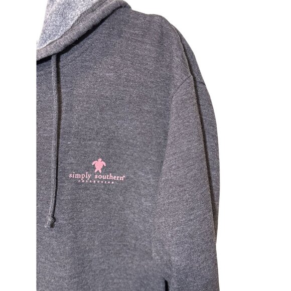 Simply Southern Charcoal Gray Hoodie With Pink Turtle Graphic Design Large - Picture 4 of 5
